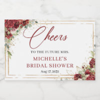 Rustic deep red and blush vintage roses gold frame