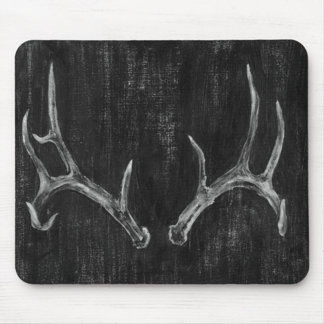 Rustic Deer Animal Head on Chalkboard Mouse Pad (Front)