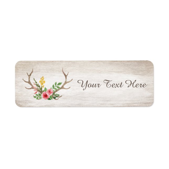 Rustic Deer Antler Bohemian Floral Watercolor Wood (Front)
