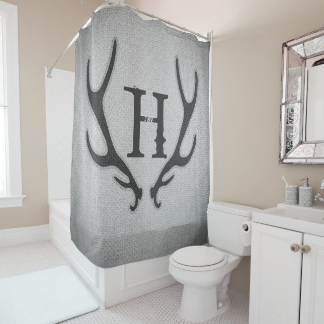 Rustic Deer Antlers Grey Faux Burlap Country Chic (In Situ)