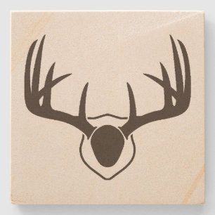 Rustic Deer Antlers Hunting Sandstone Coaster