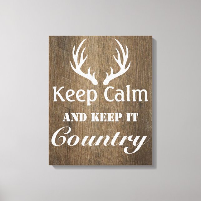 Rustic Deer Antlers Keep It Country Canvas Print (Front)