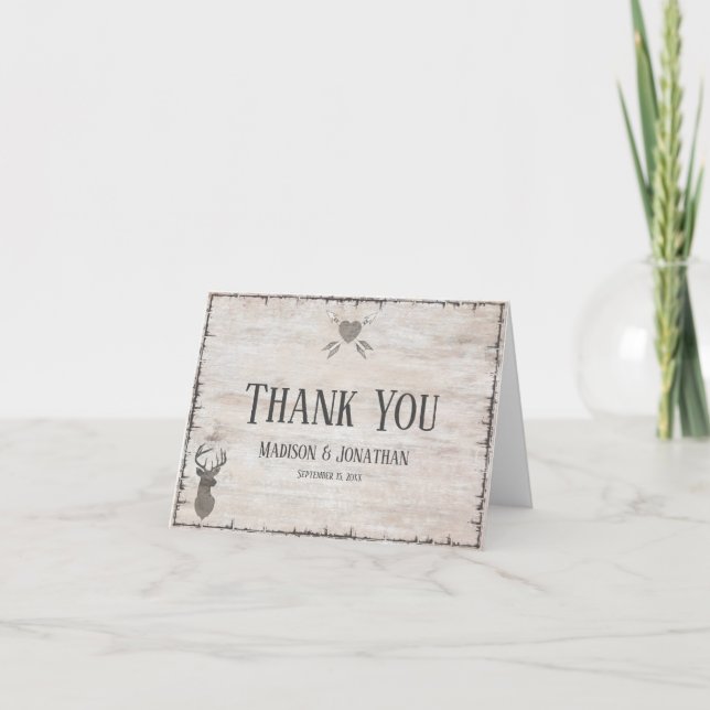Rustic Deer Antlers Mariage Merci Cartes (Devant)
