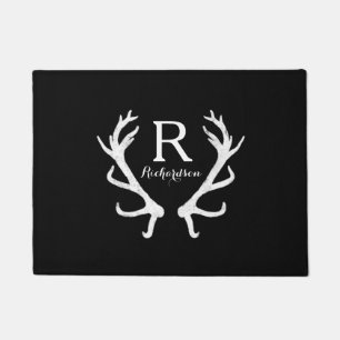 Rustic Deer Antlers Monogram, Choose Your Colour Doormat