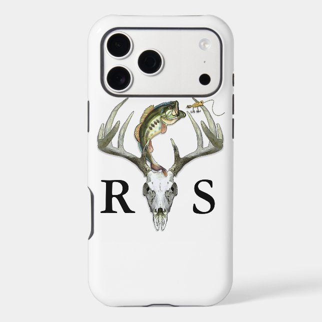 Rustic Deer Antlers Monogram Initials (Back)