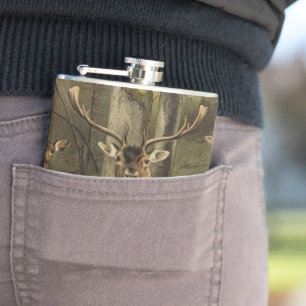 Rustic Deer Antlers Personalized Flask