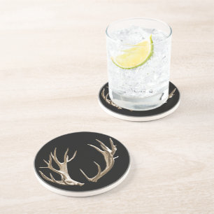Rustic Deer Antlers Sandstone Coasters