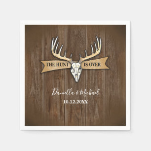 Rustic Deer Antlers Skull Wedding Hunt Is Over Napkin