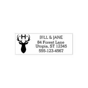 Rustic Deer Antlers   Wedding Monogram Self-Inking Stamp