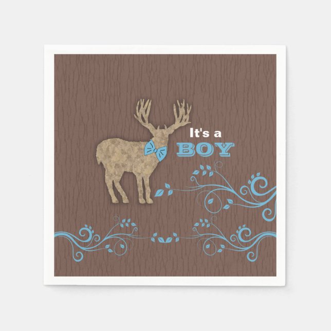 Rustic Deer Baby Shower Napkin (Front)