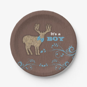 Rustic Deer Baby Shower Paper Plate
