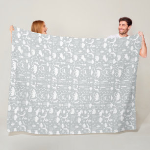 Rustic Deer Bear Fox Forest Woodland Creatures Fleece Blanket