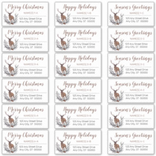 Rustic Deer Buck Christmas Holiday Address Labels