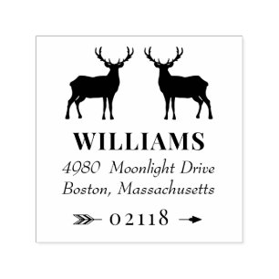 Rustic Deer Bucks & Arrow Name & Address Self-inking Stamp