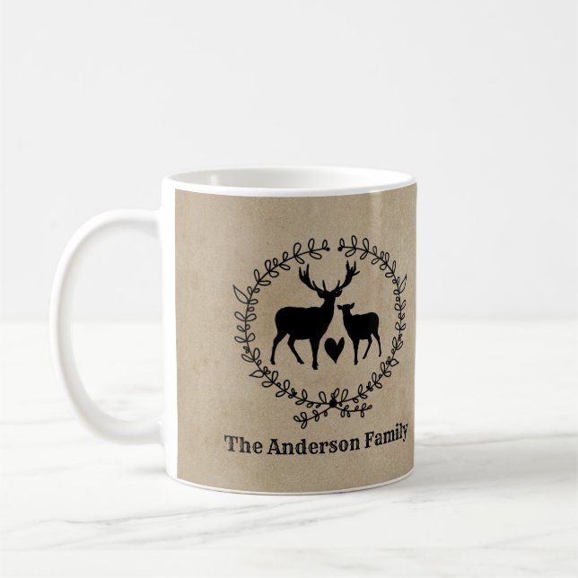 Rustic Deer Customized Coffee Mug (Left)
