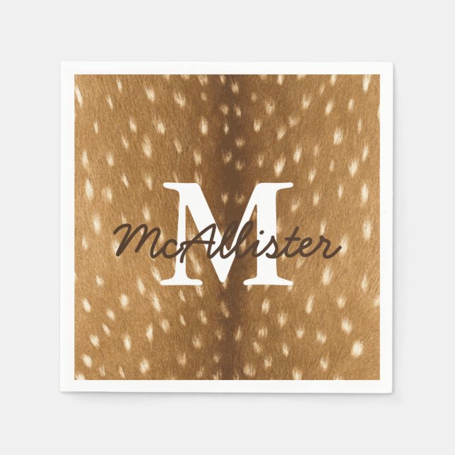 Rustic Deer Fawn Hide Personalized Napkin (Front)