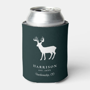 Rustic Deer Green Personalized Can Cooler