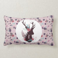 Rustic Deer Head Mauve Floral Monogram Initial
