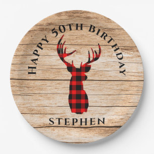 Rustic Deer Hunter Theme 50th Birthday Party Paper Plate