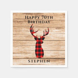 Rustic Deer Hunter Theme 70th Birthday Party  Napkin