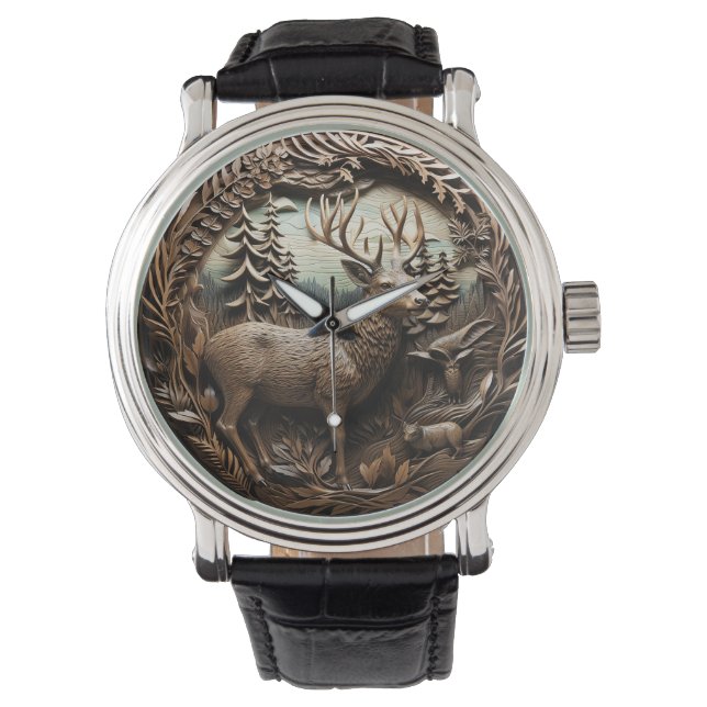 Rustic Deer Hunting Cabin Watch (Front)