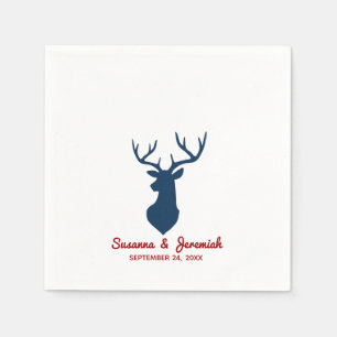 Rustic Deer in Blue and Red Wedding Reception Napkin