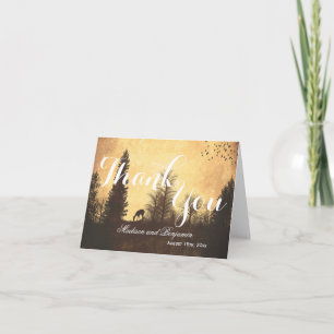 Rustic Deer in Trees Mariage Merci Cartes