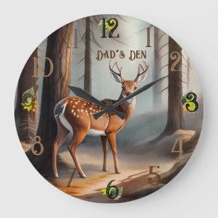 Rustic Deer Large Clock