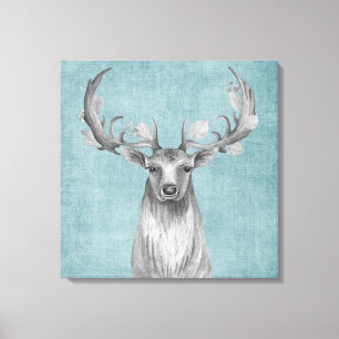 Rustic Deer on Denim Canvas Print