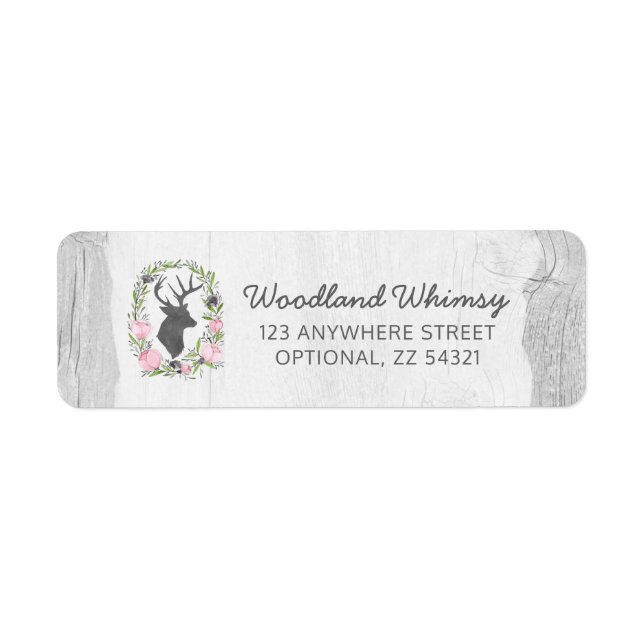 Rustic Deer Silhouette Floral Adresse de retour (Devant)