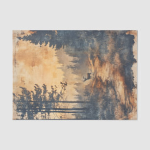 Rustic Deer Silhouette of Deer on Forest Trail Tissue Paper