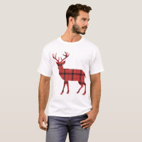 Rustic Deer Silhouette Red Plaid Check Tartan