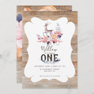 Rustic Deer Spring Birthday Invitation