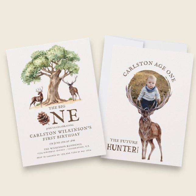 Rustic Deer "The Big ONE" First Birthday Invitatio Invitation (Creator Uploaded)