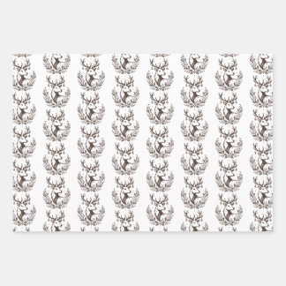 Rustic Deer Vintage Reindeer Gift Wrap