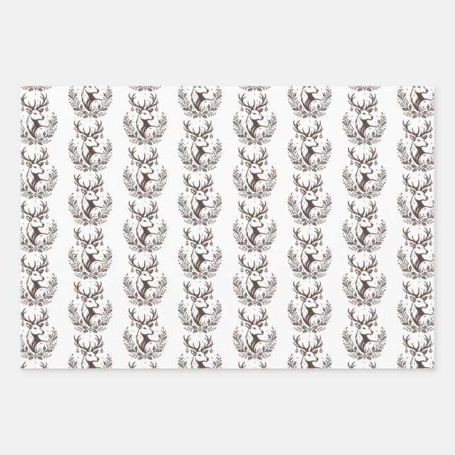 Rustic Deer Vintage Reindeer Gift Wrap (Front)