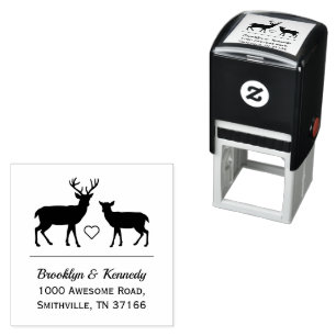 Rustic Deer Wedding Couple Name Return Address Self-inking Stamp