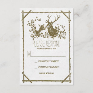 Rustic deer wedding RSVP cards
