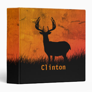 Rustic Deer Wildlife Autumn Background Name Binder