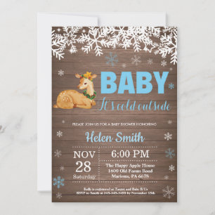 Rustic Deer Winter Boy Baby Shower Invitation