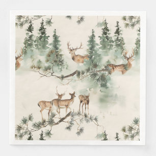 Rustic deers and conifers  napkin