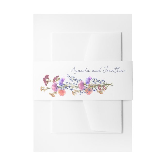 Rustic Delicate Acrylic Floral Bouquet Wedding Invitation Belly Band (Front Example)