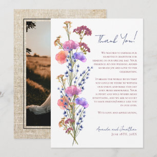 Rustic Delicate Acrylic Floral Photo Thank You  Card