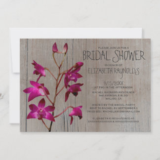 Rustic Dendrobium Orchid Bridal Shower Invitations