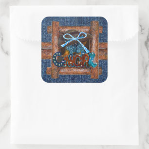 Rustic Denim Cowgirl Square Sticker