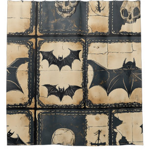 Rustic Denim Halloween Patchwork Pattern