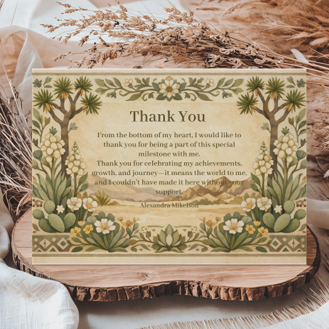 Rustic Desert Botanicals Birthday Thank You Card (Creator Uploaded)