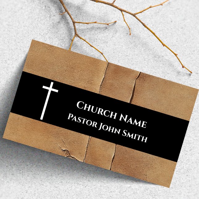 Rustic Desert Hide Brown Leather Church Business Card (Rustic Desert Hide Brown Leather Church Business Card)