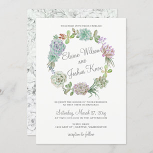 Rustic Desert Succulent Wreath Wedding Invitation