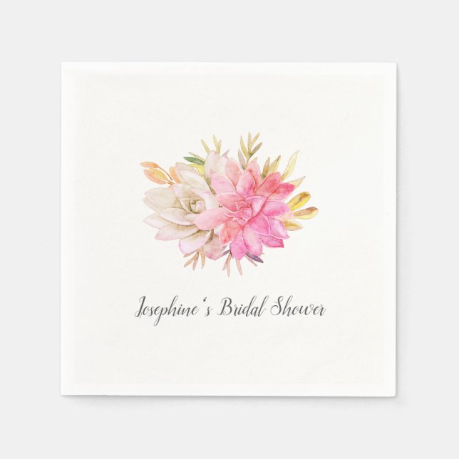 Rustic Desert Succulents Bridal Shower Napkin (Front)